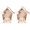 2Pcs Bird House with Warm Light Hollow Flowers Patterns Bird