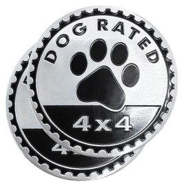 EDINGM 2 PCS Dogs Badge Rated 4x4 Metal Car Emblems, 3D Round Silver Car Badge Decals Compatible with Jeep Wrangler Truck SUV