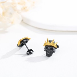 StoryEtain Black Stud Earrings for Men Women 925 Sterling Silver Black Earrings Onyx Jewellery Gift, Sterling Silver