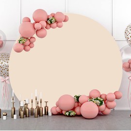 SDOTPMT Diameter 1.8 m Light Beige Round Background Lid Solid Colours Photography Background for Adults Birthday Baby Shower Party Decorations Plain Colour Circle Backdrops