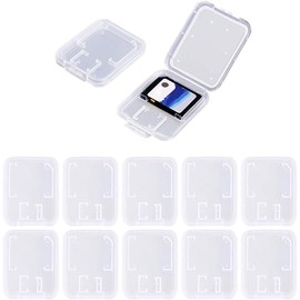 10pcs Clear Plastic Memory Card Case Holder Storage Boxes Compatible with SD SDHC SDXC Micro SD T-Flash Card (Memory Card Not Included)