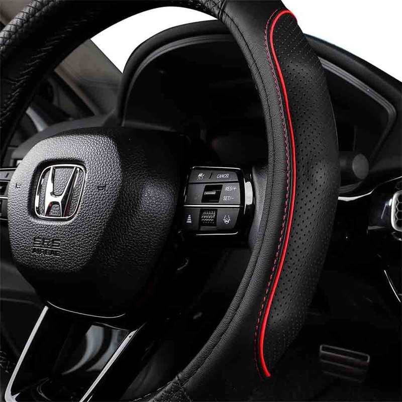 EKR Universal 15 inch Leather Steering Wheel Cover - Genuine