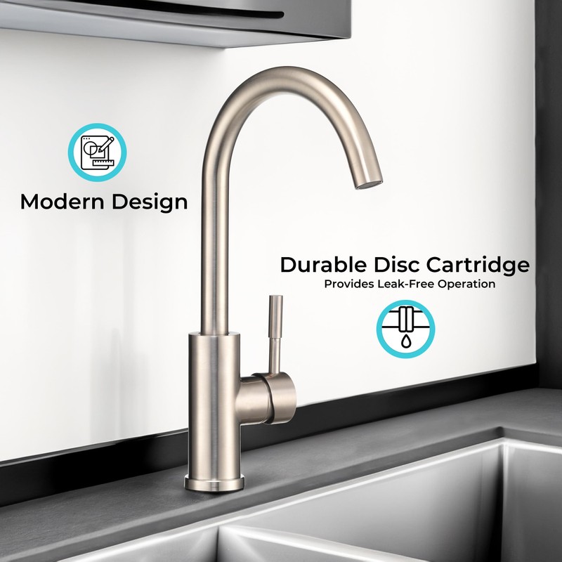 Dura Faucet Streamline Gooseneck RV Kitchen Faucet - Brushed Satin