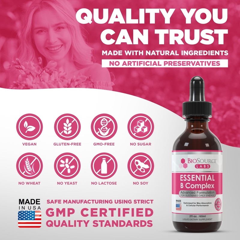 BioSource Labs Essential B Complex - Daily Vegan Vitamin B-Complex