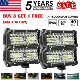 7"inch LED 2400W Work Light Bar Flood Spot Combo Fog Lamp Offroad Driving Truck