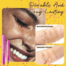 Freckle Pen Waterproof, Freckle Stamp 2-In-1, Fake Freckles Makeup Kit For Natural Sun-Kissed Look, Long-Lasting Faux Freckles Marker With Soft Dots Stamp, Light Brown