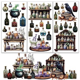 OLYCRAFT 3pcs/Set Magic Potion Rub on Transfers for Furniture and Crafts 6x12 Inch Retro Pharmacist Furniture Transfer Sticker Decals Bottle Transfer Stickers Rub on Decals for Wood Window Home Decor