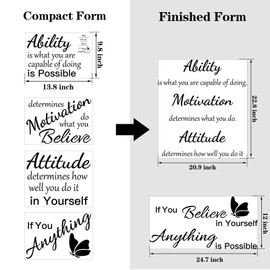 2 Sheets Vinyl Wall Quotes Stickers Ability Motivation Attitude Believe in Yourself Inspirational Saying Home Decals Quote Home Decor for Office School Classroom Teen Dorm Room Wall Decal (Black)