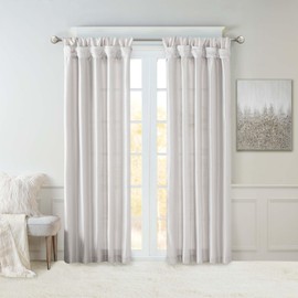 Madison Park Emilia Faux Silk Curtain, Single Curtain with Privacy Screen Lining, DIY Twist Tab Top Window Curtain for Living Room, Bedroom and Dorm, 50 x 95, Silver