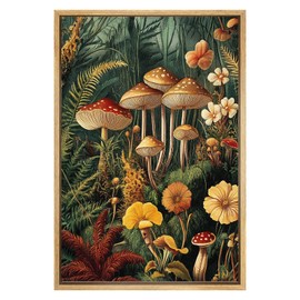 Eeuqiauot Vintage Mushroom Print Green Botanical Wall Art Dark Academia Artwork Moody Mushroom Wall Art Retro Floral Painting Botanical Prints Gothic Floral Pictures for Room Decor 16x24inch Unframed