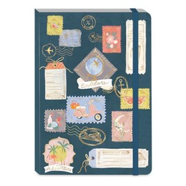 ‎Punch Studio Molly & Rex Going Places Stamps, Softcover Journal With Bungee Closure, 200 Pages (32611)