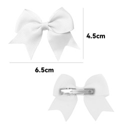 2 Pcs Mini Hair Bow Barrettes, Ribbon Bow Clips for Little Girls, Cute White Accessories, Hypoallergenic Design, No-Dangle Stylish Hair Clips for Baby Girls and Toddlers (White）