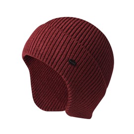SeClovers Beanie Hats for Men Winter Knit Skull Running Ski Cap Thermal Ear Flaps Warmers Stretchy Helmet Toque Burgundy