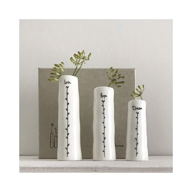 East of India Trio Of Bud Vases - Love, Hope,