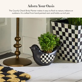 MACKENZIE-CHILDS Birdy Planter, Decorative Garden Planter, Black-and-White Courtly Check
