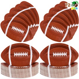 JOYIN 72 Pcs 10" Football Paper Plates, Disposable Football-Shaped Party Dessert Plate, Football Trays Platter Tableware for Football Game Day, Sports Event Party Supplies