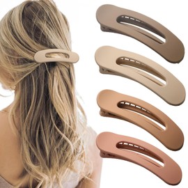 4 PCS Flat Claw Clips, Large Lay Flat Hair Clips for Women Girls, Strong Hold Non-slip Hair Claws for Thick Thin Hair (Matte 4)