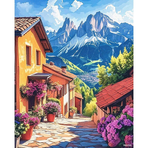 ZRIZQ Paint by Numbers for Adults Beginners,City Street Adult Paint