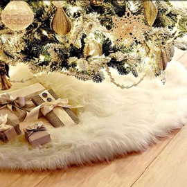 Steppiano Christmas Tree Skirt, Fur, Hidden Foot, Diameter 30.7/35.4/48.0 inches (78/90/122/152 cm), Round Cute, Luxurious, Store, Room, Decorative, Ornament, Cute Christmas Wall Decoration, Perfect Christmas Atmosphere (30.7 inches (78 cm) (White 30.7 i