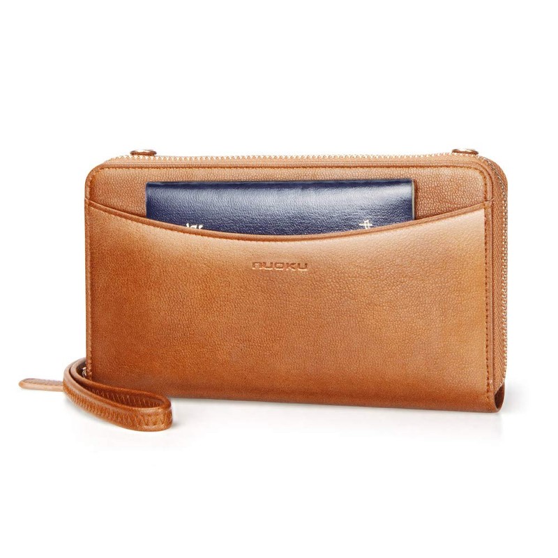 nuoku Womens RFID Wallet Purse Wristlet Crossbody Clutch with Zip