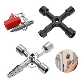 Qtksceadlnce 2PCS Meter Box Key, Universal Utility Key Electric Meter Box Key Heavy Duty Utility Key for Cupboard Cabinet Water Gas Electric Plumbing Applications Four Way Service Utility Key