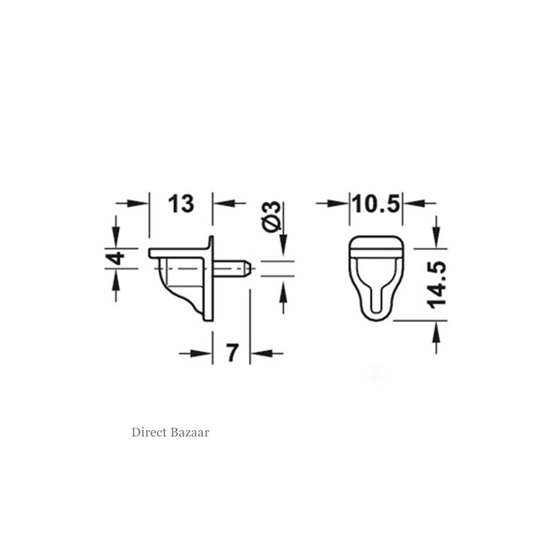 12 x Häfele Shelf Support, for Wooden and Glass Shelves