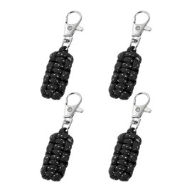 YELARXI Paracord Zipper Pulls, Reflective Polyester Zipper Pulls Woven Rope, 80 mm Length Fit for Backpacks Clothing Luggage Accessories - Cylinder (4 Pack, Black)