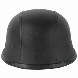 XKH- DOT German Black Leather Motorcycle Half Face Helmet Biker Pilot Goggles XL [B07FN94SB5]