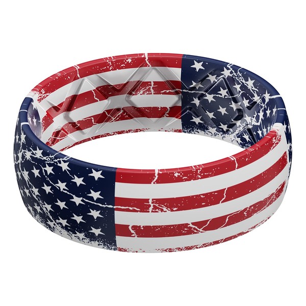 Egnaro Silicone Wedding Rings for Men, Breathable Printed Design Rubber