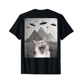 Cat UFO Meme - Funny Cat Selfie with UFOs Men Women T-Shirt