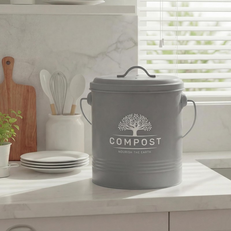 Perfnique Kitchen Compost Bin, 1.3 Gallon Countertop Compost Bin with