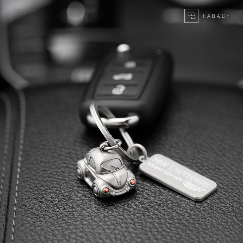FABACH Car Key Fob with Engraving – Guardian Angel Keyring