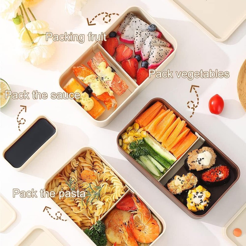 LANSKYWARE 3 Layer Japanese Lunch Box with Chopsticks, Microwave Safe