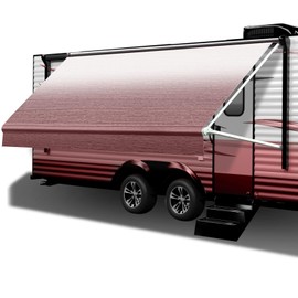 SCITOO RV Awning Fabric Replacement Heavy-Duty Weatherproof Vinyl Universal Camper Awning for Motorhome Travel Trailer RV Campsite Canopy 12FT*8FT Pink Awnings