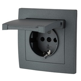 Flush-Mounted Socket IP44, All-in-One, Series ET-1 Anthracite