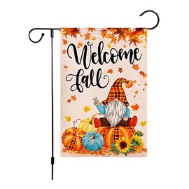 UgyDuky Fall Thanksgiving Garden Flag 14x18Inch Thanksgiving Welcome Yard Flag Decorative Pumpkins Maple Leaves Fall Flag Double Sided Burlap Welcome Fall Autumn Yard Sign for Home Farmhouse Decor