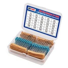BEEYUIHF 1/2W Metal Film Resistor Assortment Kit 30 Values 300Pcs 1/2 Watt Metal Film Fixed Resistors Variety Pack (1K Ohm ~820K Ohm) ±1% Tolerance