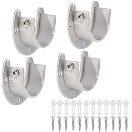 fogman Pole Fixing Hardware Closet, U-Shaped Socket, Stainless Steel, Screw Included, Set of 4 (Rod Diameter 1.3 inches (32 mm)