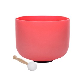 TRAYAYA 12 Inch 432hz Tuned Red C note Root Chakra Frosted Quartz Crystal Singing Bowl For Sound Healing