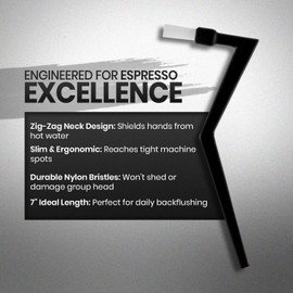 Rattleware Espresso Machine 7” Zig Zag Group Brush - Perfect Cleaning Brush for Home, Cafe, and Restaurant - Ideal for Daily Backflushing Routine - Pack of 2