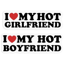 2Pcs I Love My Hot Girlfriend Boyfriend GF BF Heart Stickers, 2 Inches