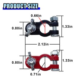 Zinc-Plated Terminal Ends, Car Battery Terminal Clamps Connectors, Universal Negative & Positive Battery Cable Terminals with Felt Fiber Washers, Top Post Terminal Connectors for Car Truck Marine Boat