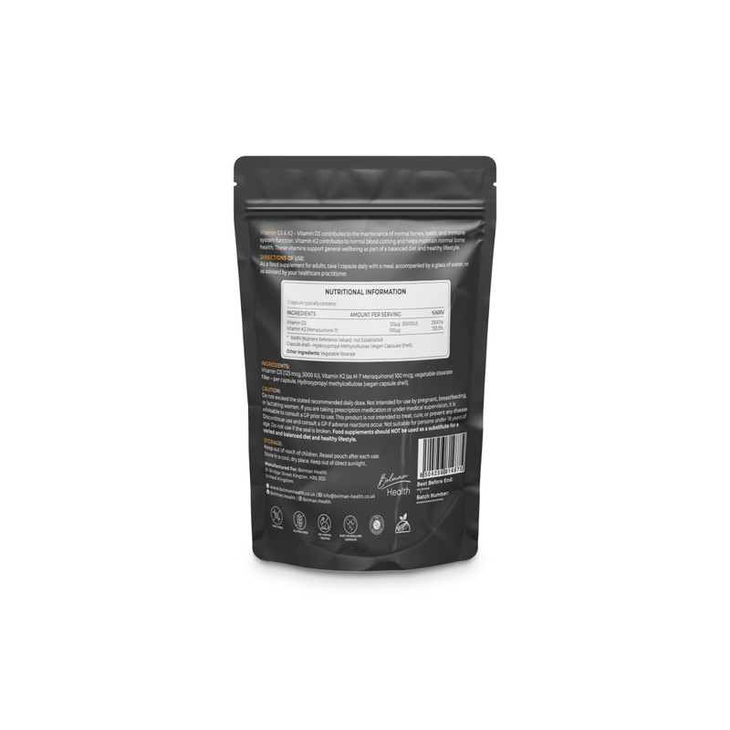 Vitamin D3 + K2 Capsules | 5000 IU Vitamin D3