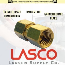LASCO 17-6751 1/4-Inch Female Flare by 1/4-Inch Compression Brass Adapter