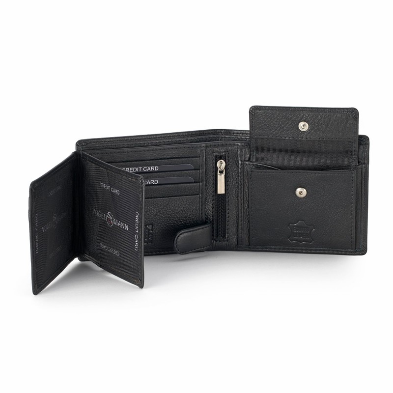 VOGELMANN Men's Leather Wallet, Men's Leather Wallet, Leather Wallet, black,