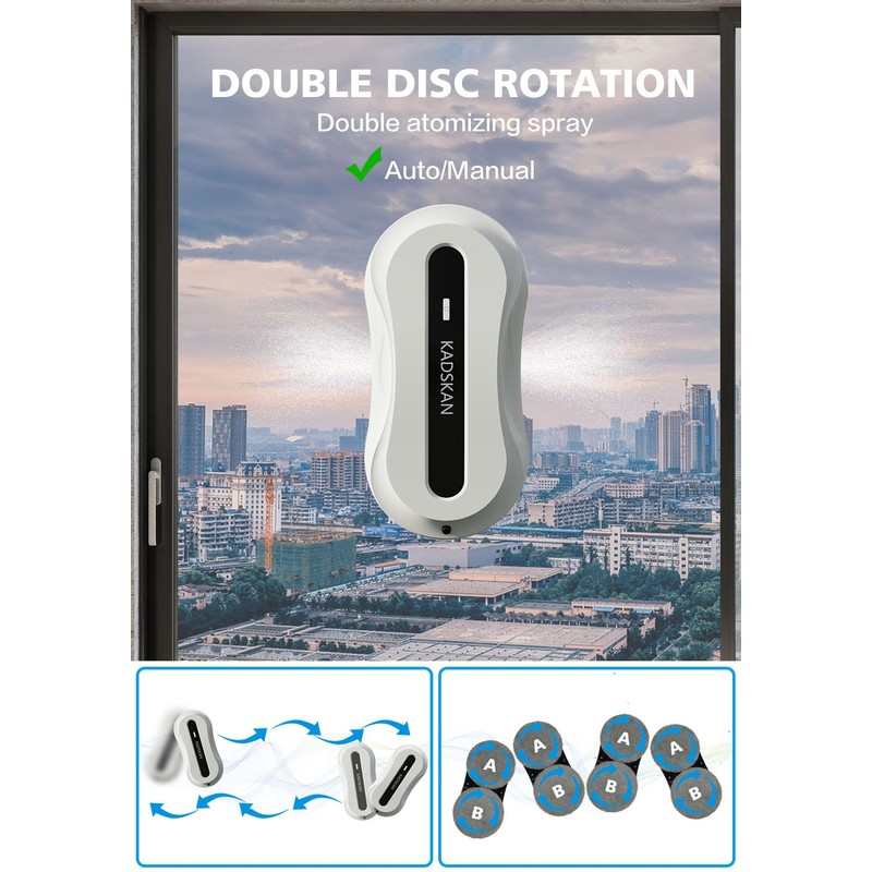 KADSKAN Window Cleaning Robot, Automatic Window Cleaner with Water Spray
