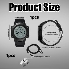 Referee Watch, Stopwatch Wrist Stop Watches Suitable Match Referee and Coach & Men Women Running Swimming & Outdoor Training, With Alarm/Timer LED Backlight, Night Mode with Whistle