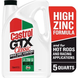 Castrol GTX Classic 20W-50 Conventional Motor Oil, 5 Quart Jug