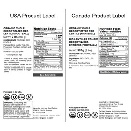 Food to Live Organic Red Lentils (Football), 2 Pounds – Whole, Decorticated, High Protein Legume, Non-GMO, Perfect for Soups, Curries and Vegan Meals, Kosher, Bulk