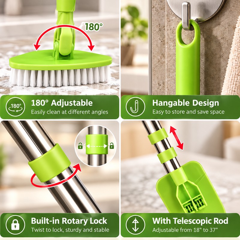 Telescopic Triangle Sponge Cleaning Brush for Home – Extendable Stainless